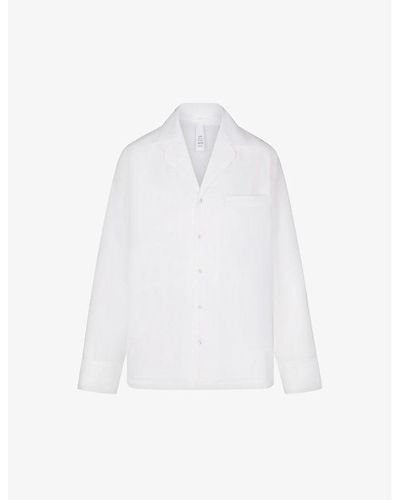 Skims Spa Button-down Long-sleeved Cotton-poplin Pajama Shirt - White