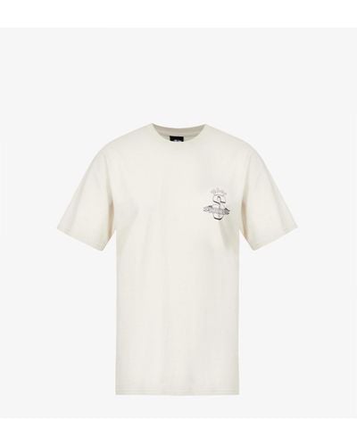 Stussy Brand-print Relaxed-fit Cotton-jersey T-shirt - White