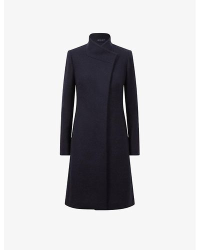 Reiss Vy Mia Wrap-design Regular-fit Wool-blend Jacket - Blue