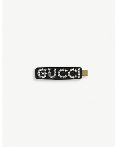 Gucci Embellished Crystal And Resin Single Clip - Black