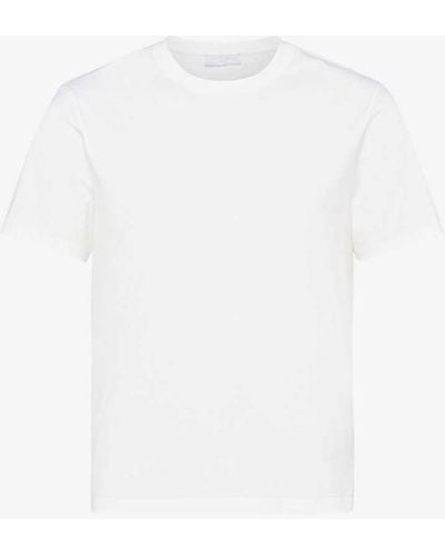 Prada Logo-embroidered Slim-fit Stretch-cotton T-shirt - White