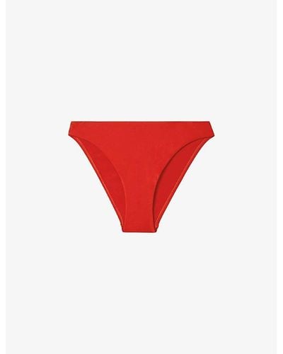 Reiss Aubrey High-leg Stretch-nylon Bikini Bottoms - Red