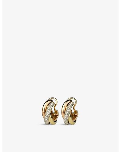 Cartier Trinity 18ct White-gold, 18ct Rose-gold, 18ct Yellow-gold And 0.4ct Brilliant-cut Diamond Earrings - Metallic