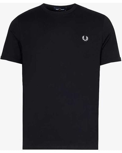 Fred Perry Ringer Logo-embroidered Cotton-jersey T-shirt - Black