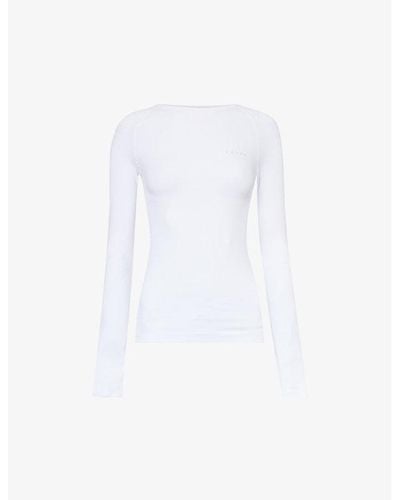 FALKE Brand-print Fitted Stretch-woven Top X - White