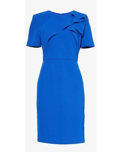 Roland Mouret Slim-fit Round-neck Woven Midi Dress - Blue