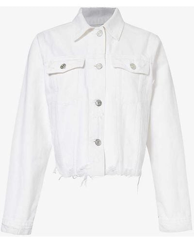 FRAME Le Vintage Raw-hem Denim Jacket - White