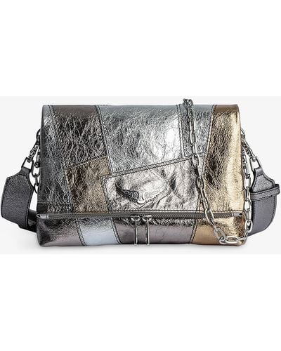 Zadig & Voltaire Rocky Vintage Metal-effect Patchwork Leather Bag - Metallic