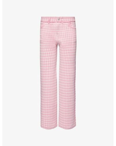 Barrie Straight-leg High-rise Cashmere And Cotton-blend Pants - Pink