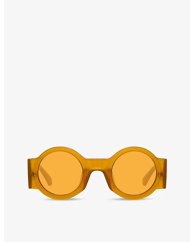 Linda Farrow Dvn98c19 Dries Van Noten X Round Acetate Sunglasses - Orange