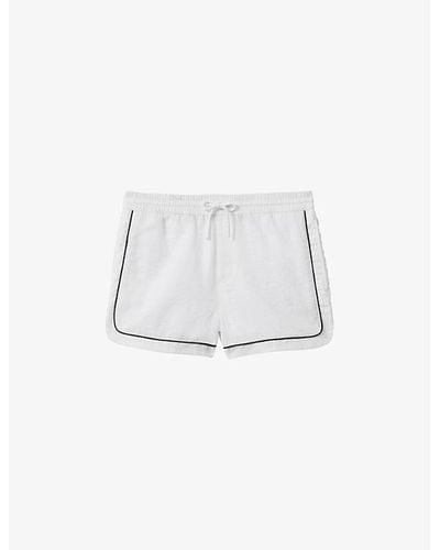 Reiss Azure Contrast-trim Recycled-nylon Swim Shorts - White