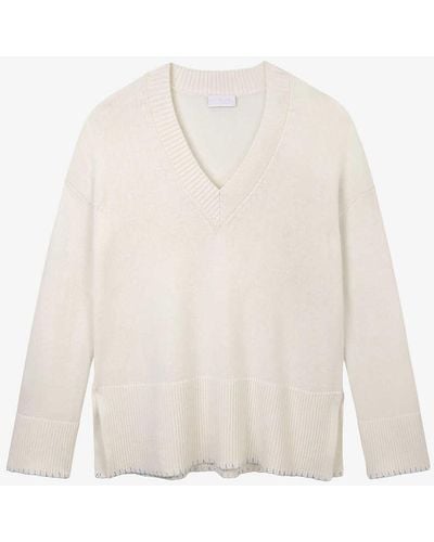 The White Company V-neck Relaxed-fit Wool And Cashmere-blend Jumper - White
