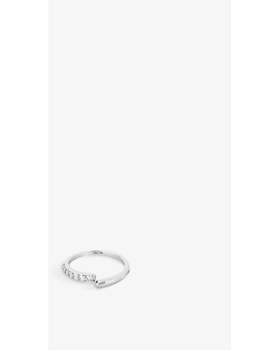 Astrid & Miyu Orbit Rhodium-plated Recycled Sterling- Ring - White