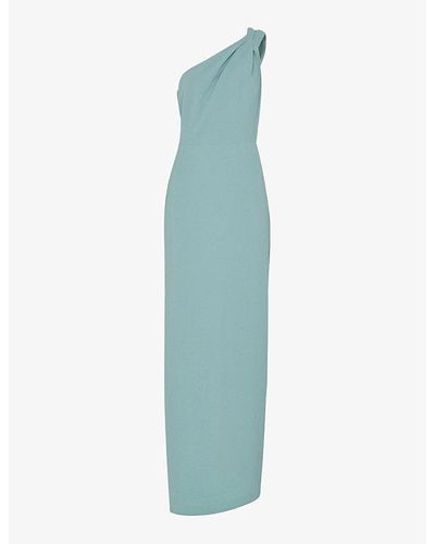 Whistles Bethan One-shoulder Stretch-recycled-polyester Maxi Dress - Blue