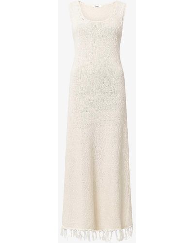 Lovechild 1979 Leyla Tassel-hem Slim-fit Cotton And Linen-blend Maxi Dress - White