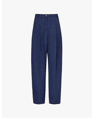 Frankie Shop Piper Pleated-front Twill Pants - Blue