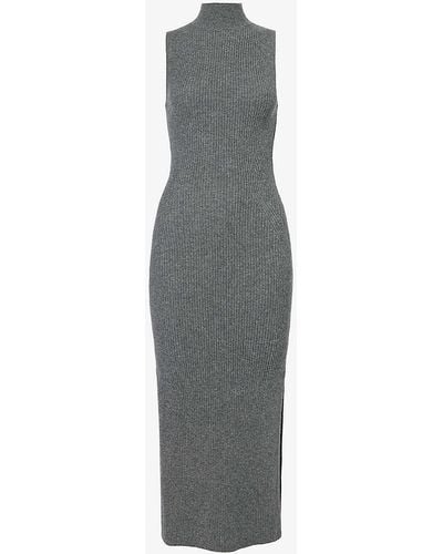 Reformation Ida Slim-fit Recycled Cashmere Knitted Midi Dress X - Grey