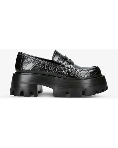 Steve Madden Madlove Croc-embossed Faux-leather Loafers - Black