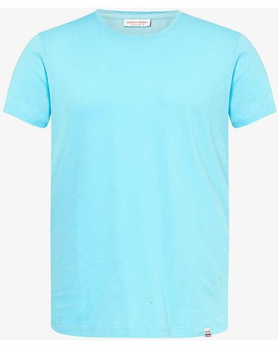 Orlebar Brown Logo-tab Regular-fit Cotton-jersey T-shirt - Blue