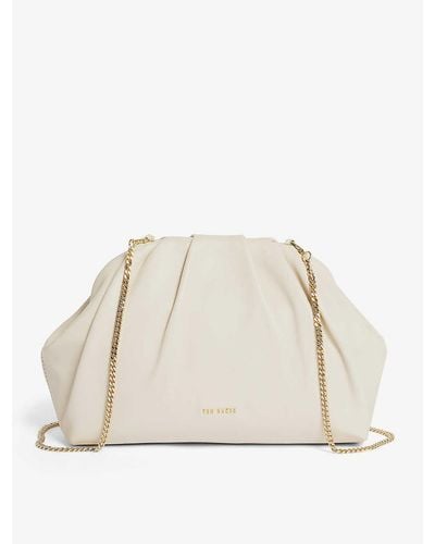 Ted Baker Abyoo Gathered Leather Clutch Bag - White