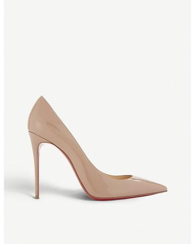 Christian Louboutin Kate 100 Patent-leather Courts - White