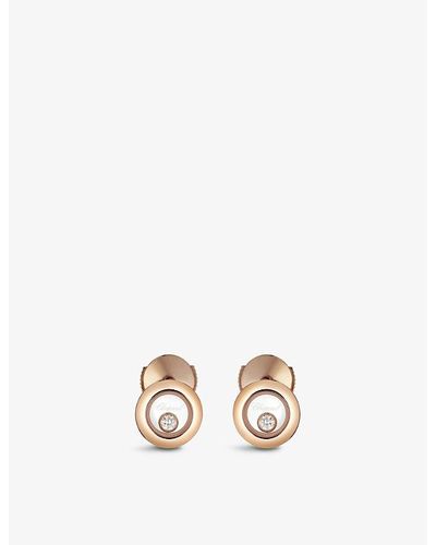 Chopard Happy Diamonds 18ct Rose-gold And 0.10ct Diamond Earrings - Metallic