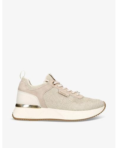 Carvela Kurt Geiger Flare Contrast-sole Mesh And Suede Low-top Sneakers - White