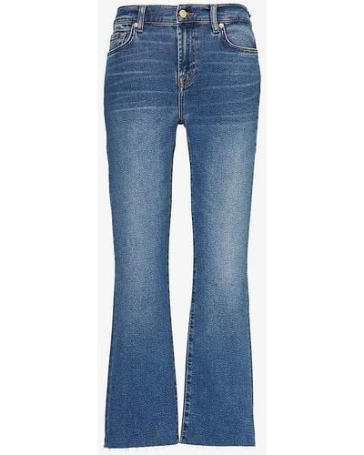 7 For All Mankind Daisy Ankle Straight-leg Mid-rise Denim-blend Jeans - Blue