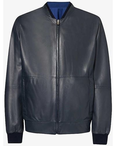 Corneliani Reversible Stand-collar Regular-fit Leather Jacket - Blue