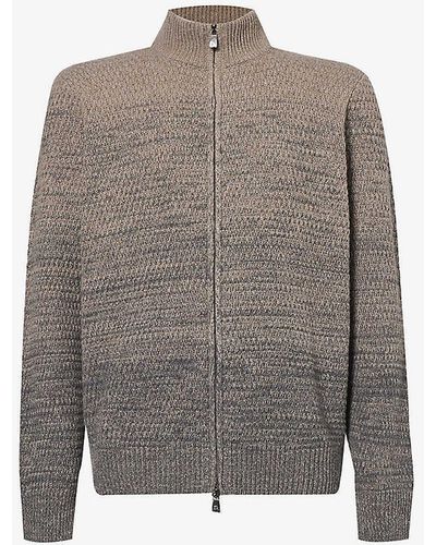 Corneliani Funnel-neck Chunky-knit Cashmere And Wool-blend Jumper - Grey