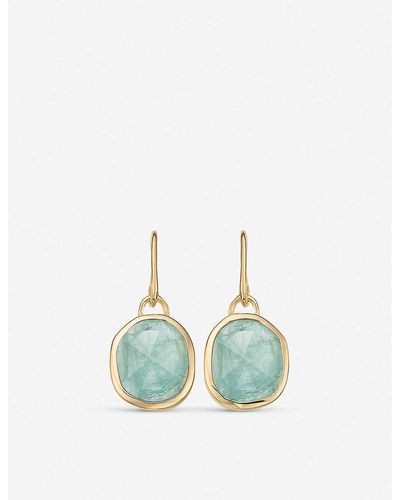 Monica Vinader Siren 18ct -plated Vermeil Silver Wire Earrings With Aquamarine - Blue