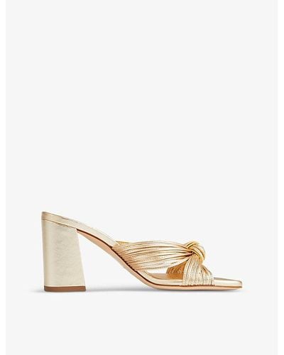 LK Bennett Coletta Knotted-strap Metallic Faux-leather Mules - Natural