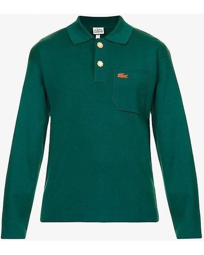 Lacoste Le Fleur* X Brand-appliqué Regular-fit Wool Knitted Polo Shirt X - Green