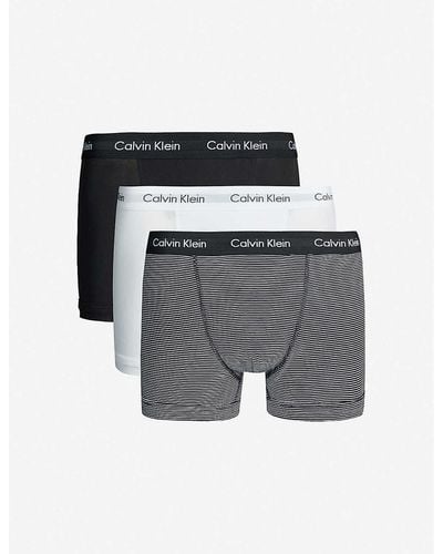 Calvin Klein Cotton Stretch Low-rise Cotton Trunks Pack Of Three - Grey