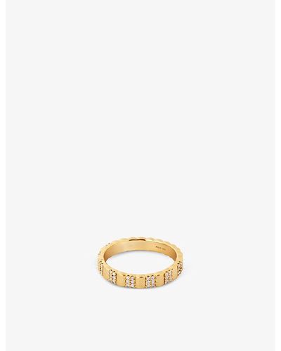 Astrid & Miyu Ridged-band 18ct Yellow Gold-plated Sterling-silver And Cubic Zirconia Ring - Metallic