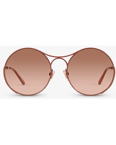 Chloé Ch0166s Round-frame Metal Sunglasses - Pink