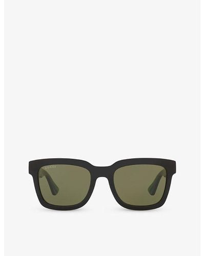 Gucci Rectangular Frame Acetate Sunglasses - Green