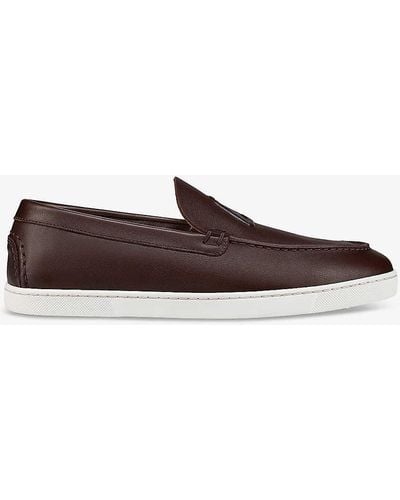 Christian Louboutin Varsiboat Logo-embossed Leather Boat Shoes - Brown