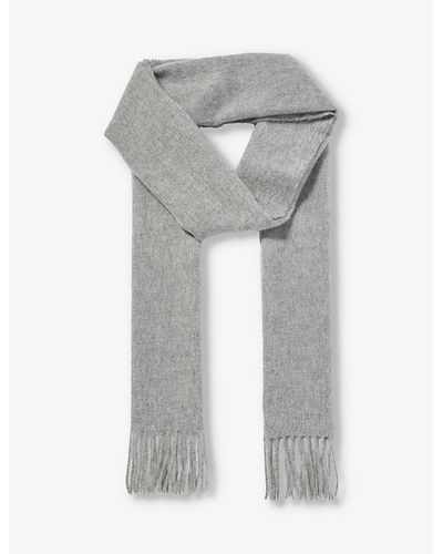 Johnstons of Elgin Fringe-trim Brushed Cashmere Scarf - Grey