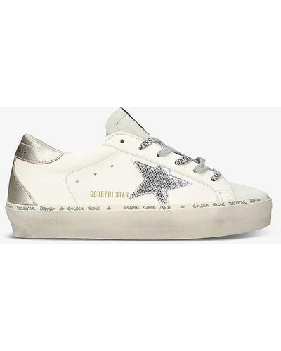 Golden Goose Hi Star Logo-embroidered Leather Low-top Trainers - Natural