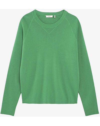IKKS Round-neck Relaxed-fit Wool-blend Jumper - Green