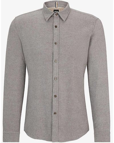 BOSS Slim-fit Cotton-twill Shirt X - Grey