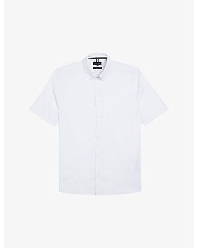 Ted Baker Aldgte Slim-fit Short-sleeve Cotton Shirt - White