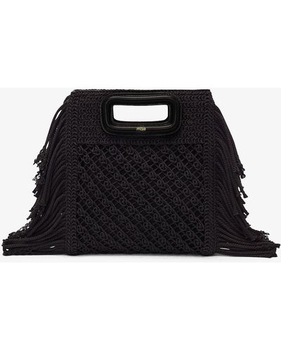 Maje M Crochet Cotton Shoulder Bag - Black