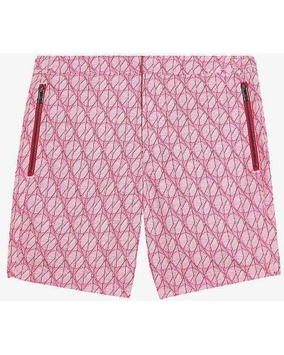 Ted Baker Kloch Geometric-print Swim Shorts - Pink
