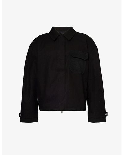 Represent Horizons Collared Cotton Twill Jacket Xx - Black