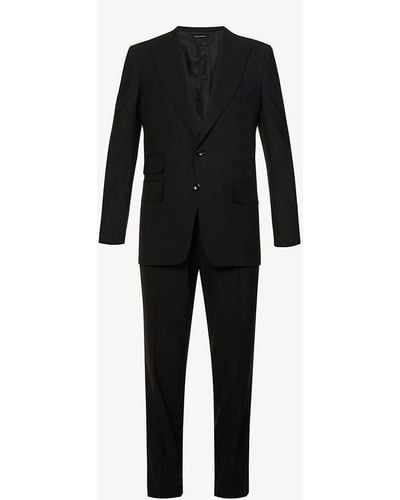 Tom Ford Single-breasted Vented-back Shelton-fit Stretch-wool Suit - Black