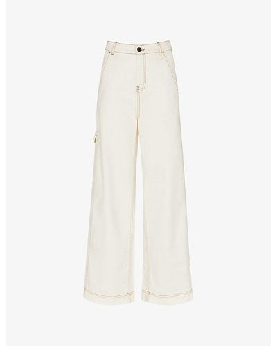 Whistles Patch-pocket Wide-leg Mis-rise Denim Jeans - White