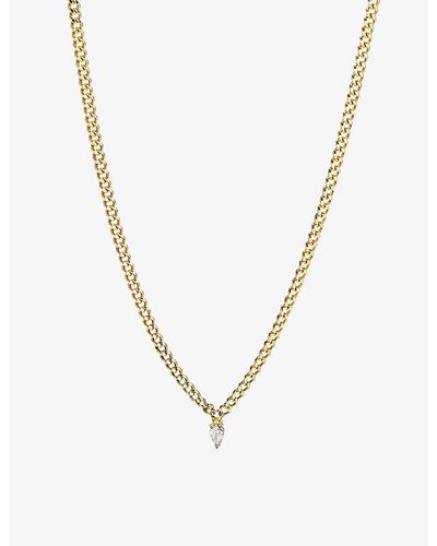 MEJURI Pear Diamond 14ct Yellow- And 0.1ct Diamond Chain Necklace - Metallic