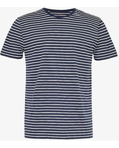 Derek Rose Ryder Brand-tab Cotton-jersey T-shirt - Blue